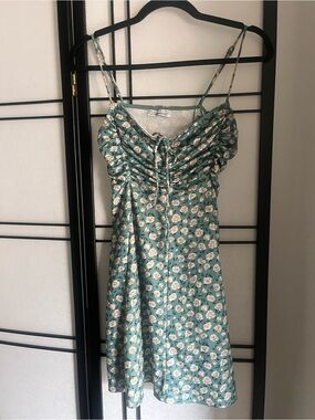 Urban Outfitters Teal Green Floral Slip Dress
